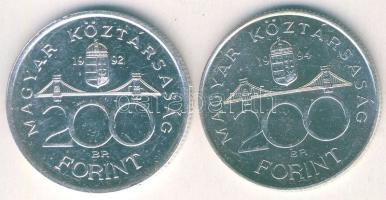 1992-94. 200Ft Ag "MNB" (1x) + "Deák" (1x) T:BU,2