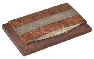 Art deco ékszeres doboz ezüst (Ag) szerelékkel, kis kopással, jelzéssel, 21x12x4 cm