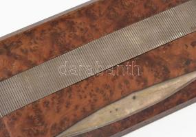 Art deco ékszeres doboz ezüst (Ag) szerelékkel, kis kopással, jelzéssel, 21x12x4 cm