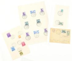 1940 16 db Visszatért bélyegzés Marovásárhely, Léva, 3 db dokumentumon