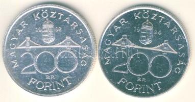 1992-94. 200Ft Ag "MNB" (1x) + "Deák" (1x) T:BU,2