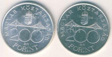 1993-94. 200Ft Ag "MNB" (1x) + "Deák" (1x) T:BU,2
