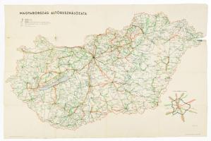 cca 1960 Magyarország autóbuszhálózata, 2 db térkép, hátoldalukon plakátokkal: "Utazzon hétről ...
