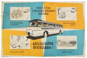 cca 1960 Magyarország autóbuszhálózata, 2 db térkép, hátoldalukon plakátokkal: "Utazzon hétről ...