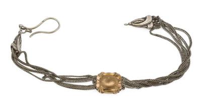 Többsoros zsebóralánc, ezüst (Ag) lánccal, kopással, h: 28 cm, bruttó: 27 g