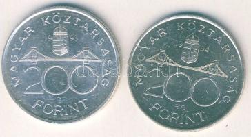 1993-94. 200Ft Ag "MNB" (1x) + "Deák" (1x) T:BU,2