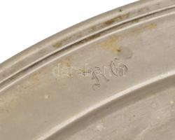 Berndorf antik monogramos kínálótál, jelzéssel, kopással, fém, 42x28,5 cm