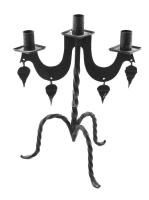 Háromágú kovácsoltvas gyertyatartó, jelzés nélkül, szép állapotban, m: 34,5 cm