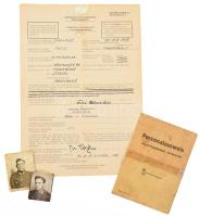 1945 Német katonai tétel: két fénykép, két igazolvány, orosz-német személyi, angol-német felmentési