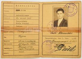 1945 Német katonai tétel: két fénykép, két igazolvány, orosz-német személyi, angol-német felmentési