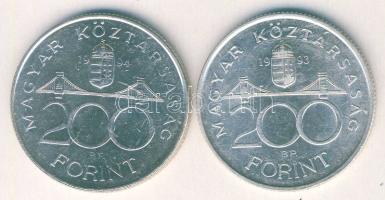 1993-94. 200Ft Ag "MNB" (1x) + "Deák" (1x) T:BU,2
