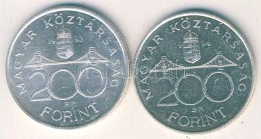 1993-94. 200Ft Ag "MNB" (1x) + "Deák" (1x) T:BU,2