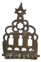 Antik hanukiah, XIX. sz., bronz, 20x14 cm