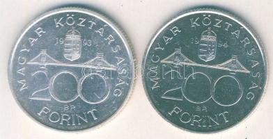 1993-94. 200Ft Ag "MNB" (1x) + "Deák" (1x) T:BU,2