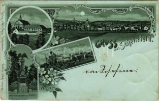 1898 (Vorläufer) Scheinfeld, Kloster, Kriegerdenkmal, Schloss Schwarzenberg. Art Nouveau, floral, litho (r)