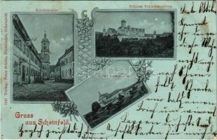 1898 (Vorläufer) Scheinfeld, Kirchstrasse, Kloster, Schloss Schwarzenberg. Art Nouveau, floral (EK)