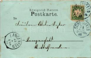 1898 (Vorläufer) Scheinfeld, Kirchstrasse, Kloster, Schloss Schwarzenberg. Art Nouveau, floral (EK)