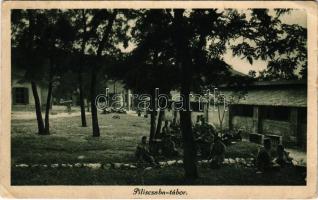 1927 Piliscsaba-tábor, katonák. Bodri Mihály kantinos kiadása (fa)