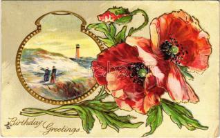 1913 Birthday Greetings. Emb. litho (EB)
