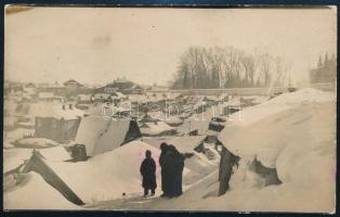 cca 1916 Hadifogságból küldött fotólap, rajta egy orosz város télen