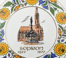 Hollóházi Sopron látképes kulacs. Matricás, jelzett, minimális kopással. 20 cm