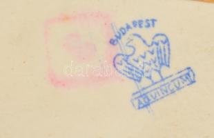 Hollóházi madárka, kézzel festett, jelzett, apró kopásnyomokkal, m: 10 cm, h:15,5 cm