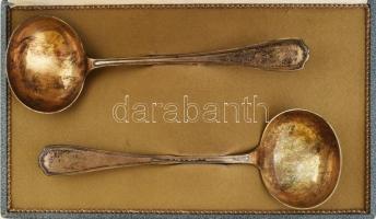 Ezüst (Ag) Strübe & Sohn antik merőkanál, 2 db, monogrammal gravírozott, jelzett, korának megfel...