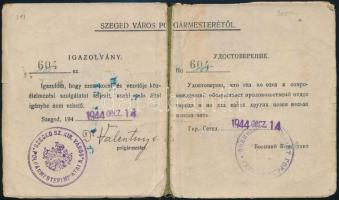 1944 Szeged orosz-magyar kétnyelvű igazolvány