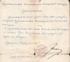 1945 febr. 15. korai magyar-orosz kétnyelvű rendőrségi igazolvány Budapestről