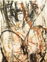 Bódis Barnabás (1973-): Gesztusok (cím nélkül). Vegyes technika, vászon, jelezve balra lent, kartonra kasírozva, sérült. 129x98 cm. KIZÁRÓLAG SZEMÉLYES ÁTVÉTEL, NEM POSTÁZZUK! / ONLY PERSONAL COLLECTION AT OUR OFFICE!