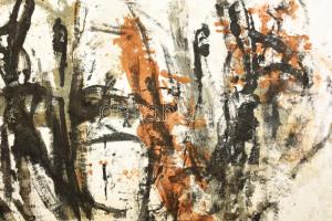 Bódis Barnabás (1973-): Gesztusok (cím nélkül). Vegyes technika, vászon, jelezve balra lent, kartonr...