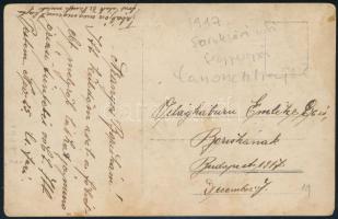 1917 Soroksári fegyvergyár sztrájk csoportkép feliratozva fotólap