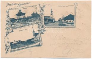 1898 (Vorläufer) Kapronca, Kopreinitz, Koprivnica; Setaliste, Katolicka zupna crkva, Pravoslavna crkva / Sétány, Római katolikus templom, Ortodox templom / promenade, Catholic church, Orthodox church. Art Nouveau, floral (fl)