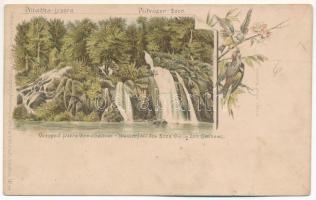 Plitvicka Jezera, Vodopad jezera Vira u. Galovac / Plitvitzer-Seen / Plitvicei-tavak, vízesés / Plitvice Lakes, waterfall. Verlag v. Heinrich Krapek Photograph No. 14. Ottmar Zieher Art Nouveau, litho (ázott / wet damage)