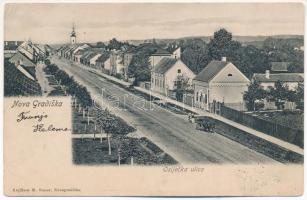 1905 Újgradiska, Novagradiska, Nova Gradiska; Osijecka ulica / Eszéki utca / street view (r)