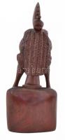 Afrikai nő büszt, faragott fa, kopással, jelzés nélkül, m: 36 cm