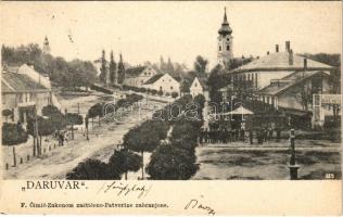 1903 Daruvár, Daruvar; utca, templom, fürdő szálloda / street view, church, spa hotel (r)