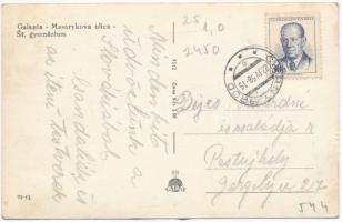 1958 Galánta, Masarykova ulica, gymnázium / Masaryk utca, Állami gimnázium / street view, grammar sc...