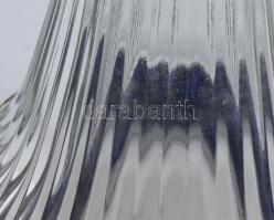 Régi italos üveg, fém nyakrésszel, anyagában színezett csiszolt üvegdugóval, jelzés nélkül, kopással...