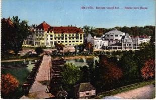 Pöstyén, Piestany; Bankára vezető híd, fürdő. Fuchs Margit kiadása / bridge, spa, baths (EK)