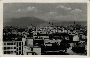 1938 Kassa, Kosice; Panorama / látkép, zsinagóga / general view, synagogue + "1938 Kassa visszatért" So. Stpl. (kis szakadás / small tear)