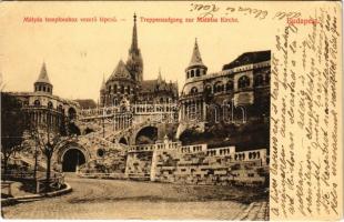 1907 Budapest I. Mátyás templomhoz vezető lépcső. Divald Károly 21-1907. (EK)