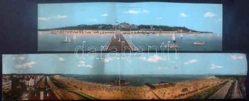2 db RÉGI óriás képeslap vegyes minőségben / 2 pre-1945 giant postcards in mixed quality: Ostseebad Heringsdorf, Ostseebad Swinemünde (Swinoujscie) (54 x 13,5 cm / 72 x 13,5 cm)