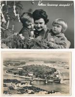 42 db MODERN szocreál képeslap, sok grafikai, humor, üdvözlő, fotólap, gyerek és katonai, állat