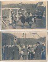 1931 Resica, Resita; Berzava folyó feletti híd avatási ünnepsége, Stavila és Muncitoresc városok között. Legrégebbi íves fémhíd Romániában - 4 db eredeti fotó / Barzava river bridge inauguration between Stavila and Muncitoresc - 4 original photos