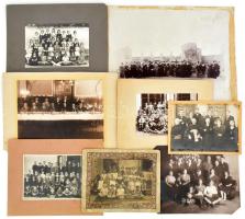 cca 1900 14 db nagyméretű csoportkép, tabló, benne érdekes,megfejtésra váró darabok 35x40 cm-ig