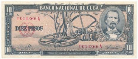 Kuba 1960. 10P a hátoldalra átüt az előoldal nyomata T:F szép papír Cuba 1960. 10 Pesos the print of the front shows through on the back C:F fine paper Krause P#88