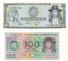 Peru 1976. 100S + 1977. 50S T:F, UNC Peru 1976. 100 Soles De Oro + 1977. 50 Soles de Oro C:F, UNC Krause P#114, 113