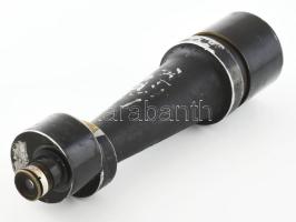 Régi távcső, "Erdélyi" felirattal, belső lencséje sérült, kopással, karton tokjában, h: 33...