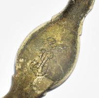 5 darab antik monogramos evőeszköz, kopással, h: 20,5 cm